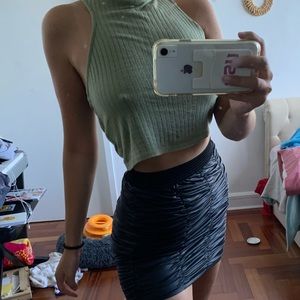 Black/ Metallic Ruffled Bodycon Mini Skirt